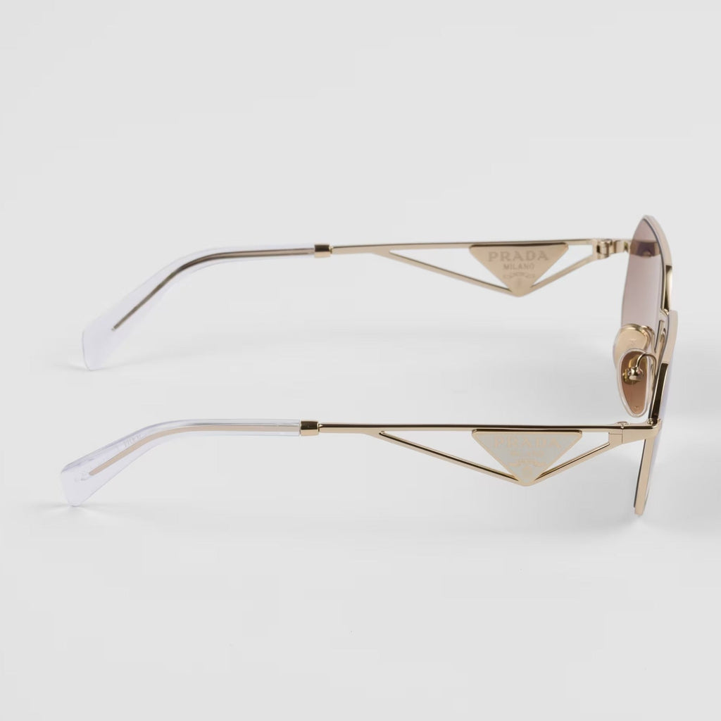 Prada Women Rectangular Frame Pale Gold Sunglasses