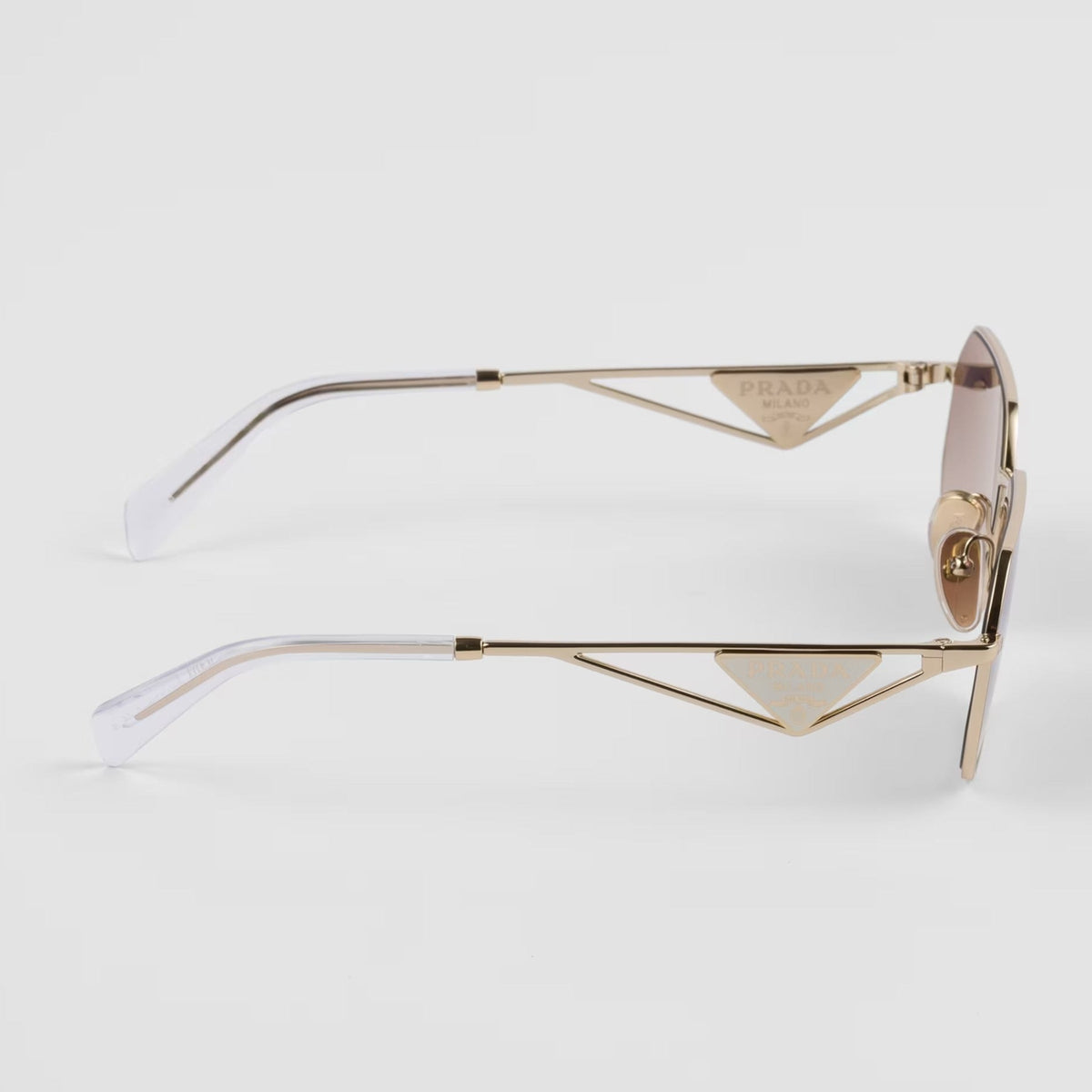 Prada Women Rectangular Frame Pale Gold Sunglasses