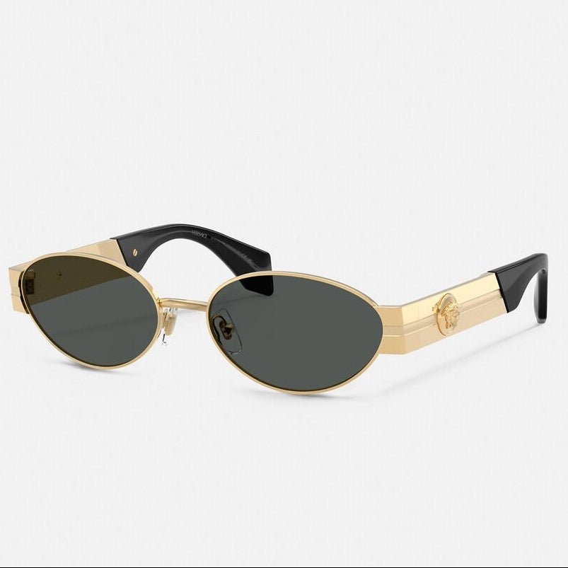 Versace Women Oval Frame Shiny Gold Sunglasses
