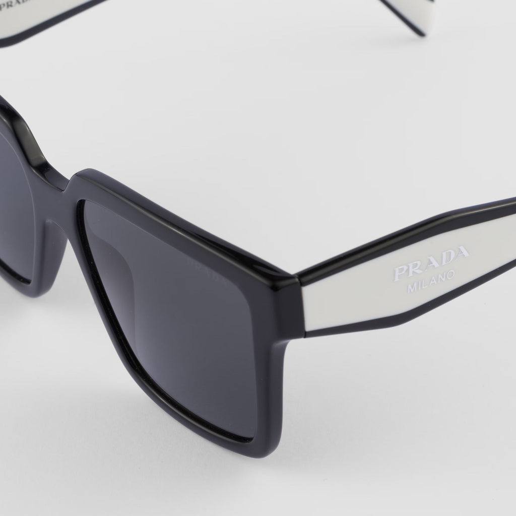 Prada Women Rectangular Frame Tar Black Sunglasses