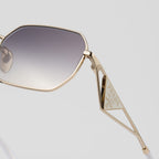 Prada Women Rectangular Frame Pale Gold Sunglasses