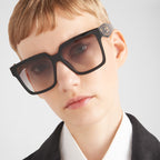 Prada Women Rectangular Frame Faded Black Sunglasses