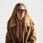 Prada Women Pilot Frame Sepia Brown Sunglasses