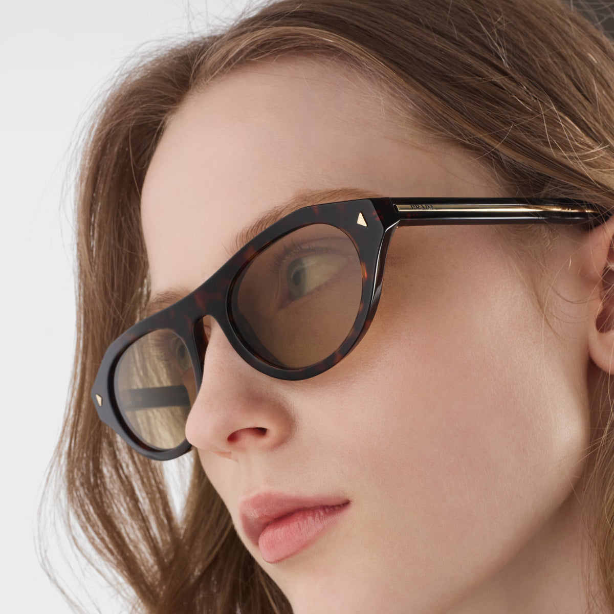 Prada Women Cat-Eye Frame Brown Tortoiseshell Sunglasses