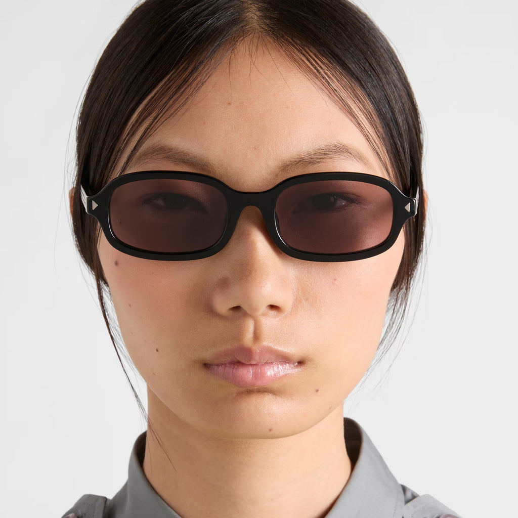Prada Women Oval Frame Black Sunglasses
