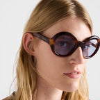 Prada Women Round Frame Sepia Brown Sunglasses