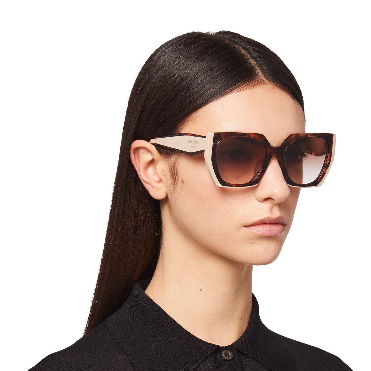 Prada Women Rectangular Frame Sepia Brown Sunglasses