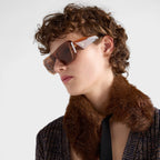 Prada Women Geometric Frame Brown Sunglasses