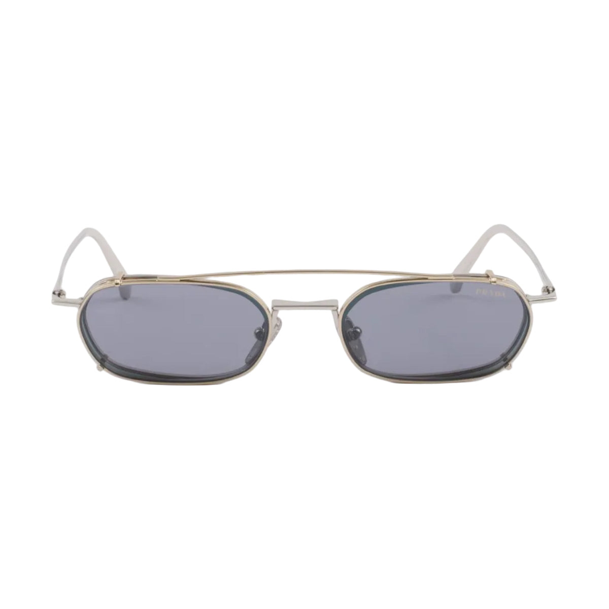 Prada Unisex Rectangular Frame Pale Gold Sunglasses