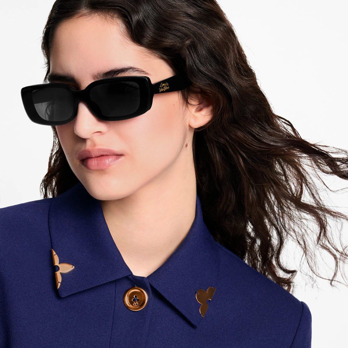 Louis Vuitton Women Rectangle Frame Coil Black Sunglasses