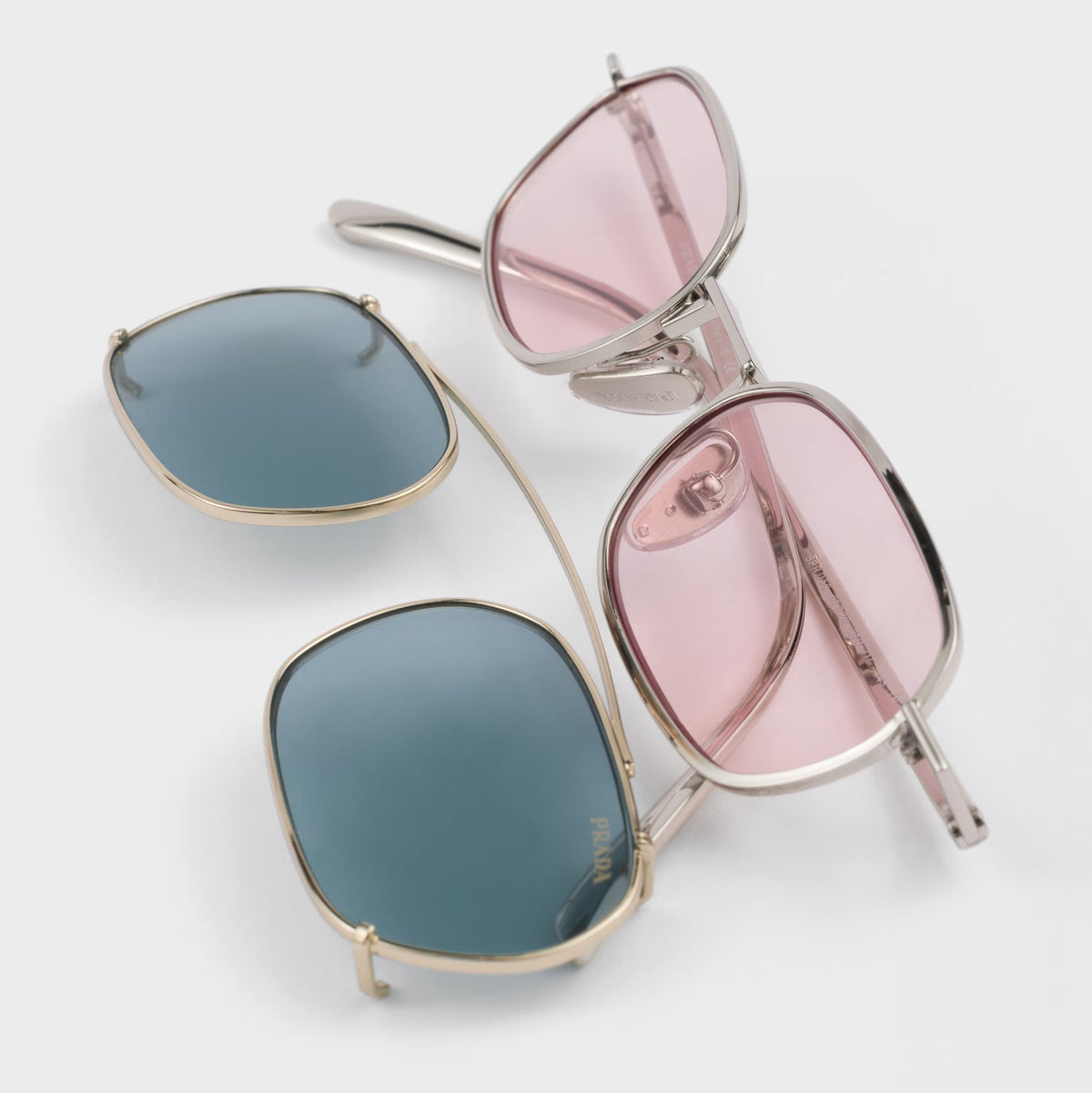 Prada Unisex Rectangular Frame Pale Gold Sunglasses