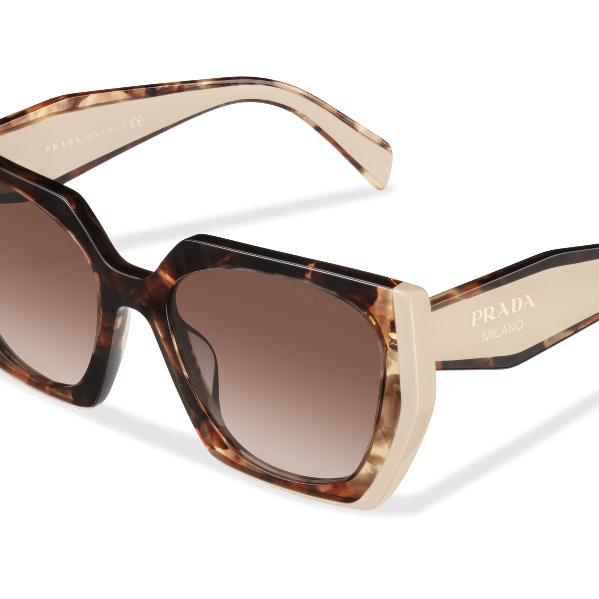 Prada Women Rectangular Frame Sepia Brown Sunglasses