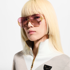Louis Vuitton Women Square Frame Pale Gold Sunglasses