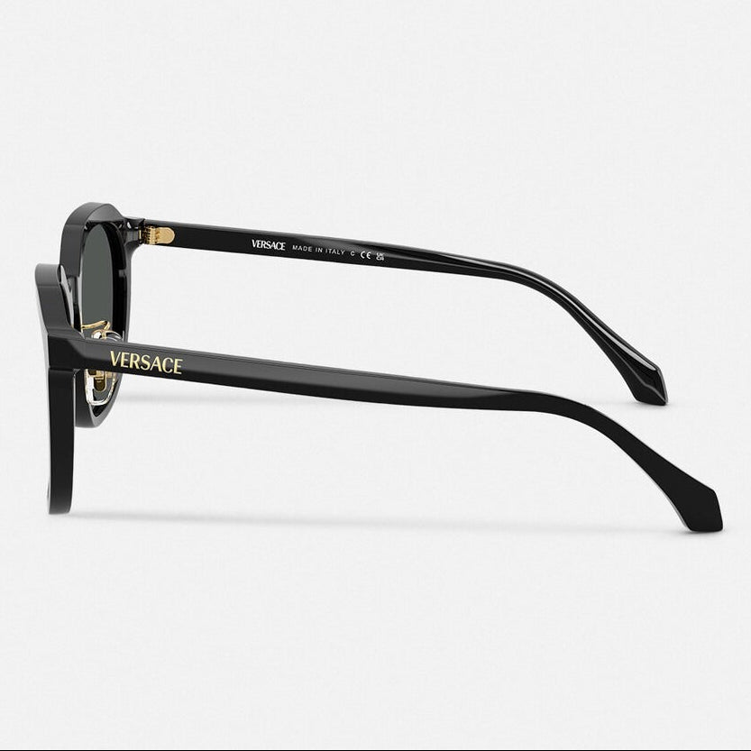 Versace Women Round Frame Black Sunglasses