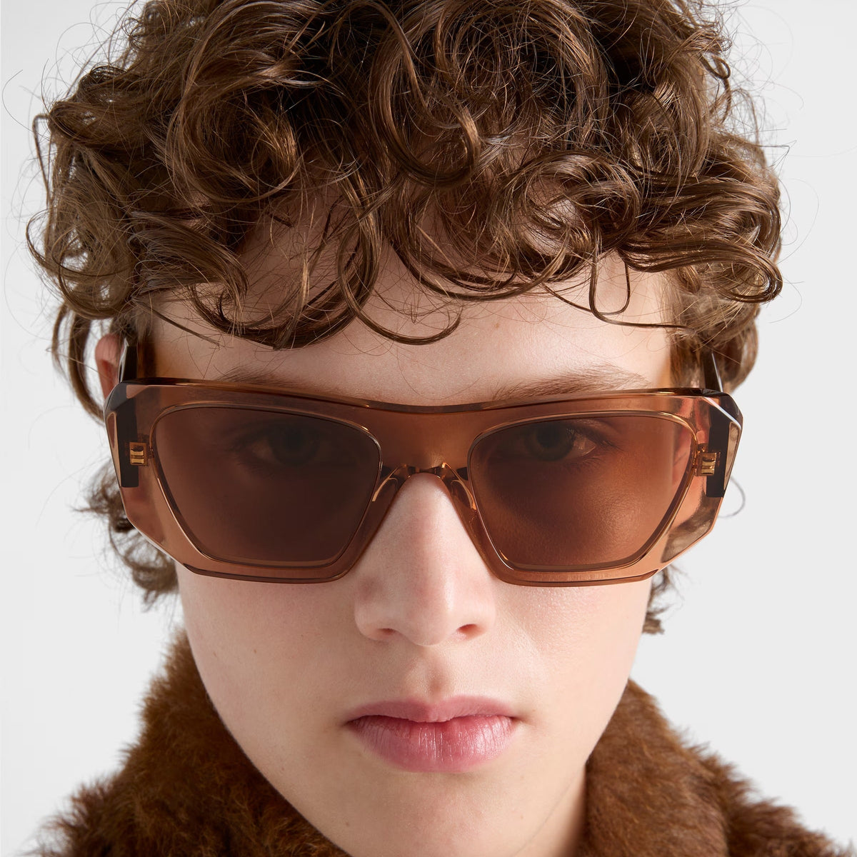Prada Women Geometric Frame Brown Sunglasses