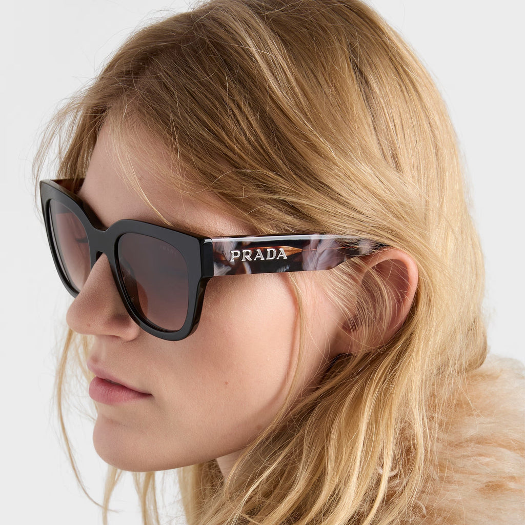 Prada Women Cat Eye Frame Dark Brown Sunglasses