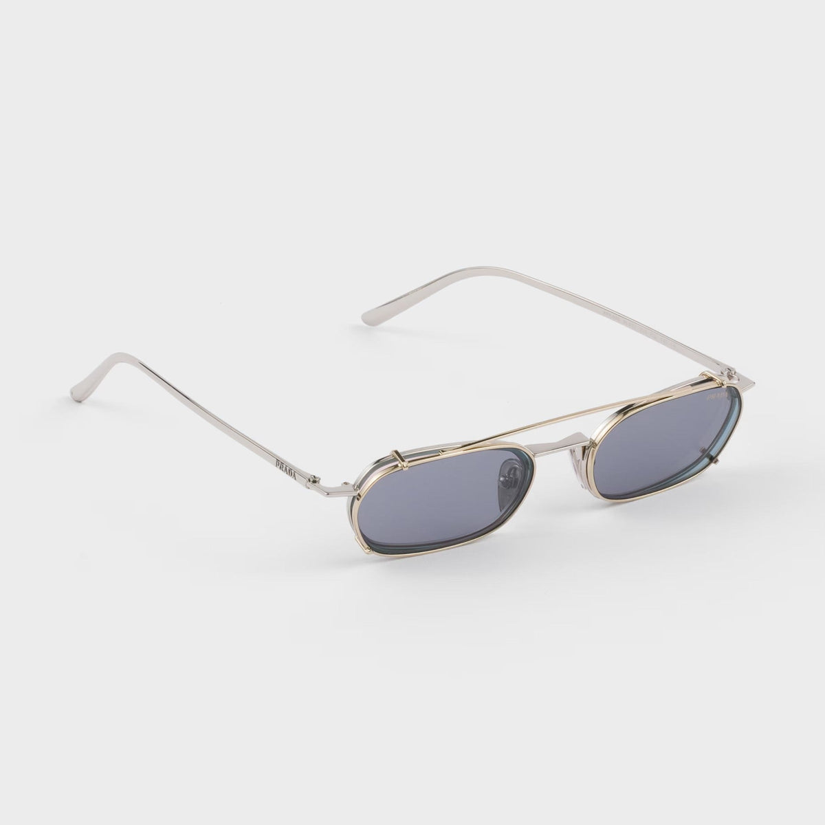Prada Unisex Rectangular Frame Pale Gold Sunglasses