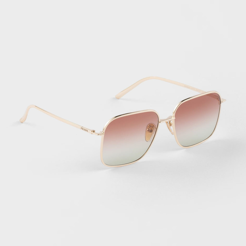 Prada Women Aviator Frame Shiny Gold Sunglasses