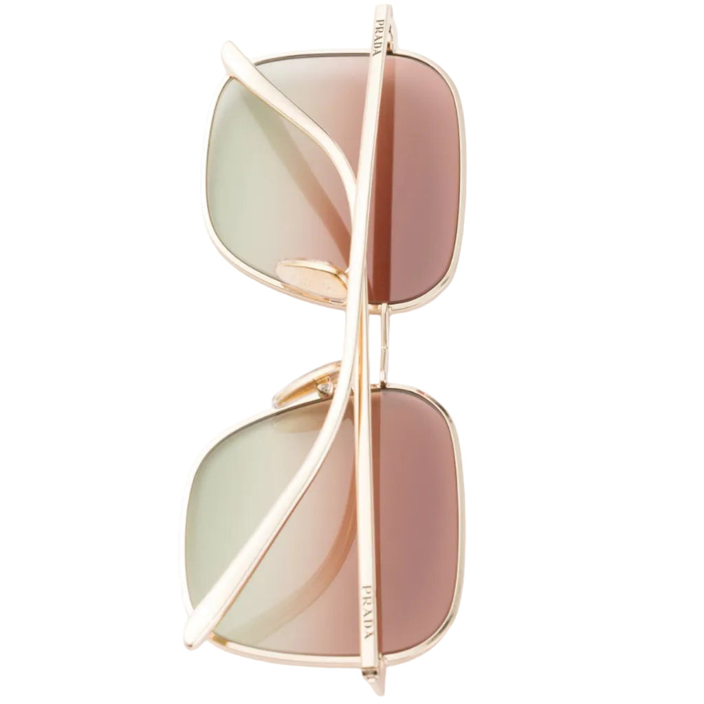 Prada Women Aviator Frame Shiny Gold Sunglasses