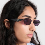 Prada Women Rectangle Frame Black Sunglasses