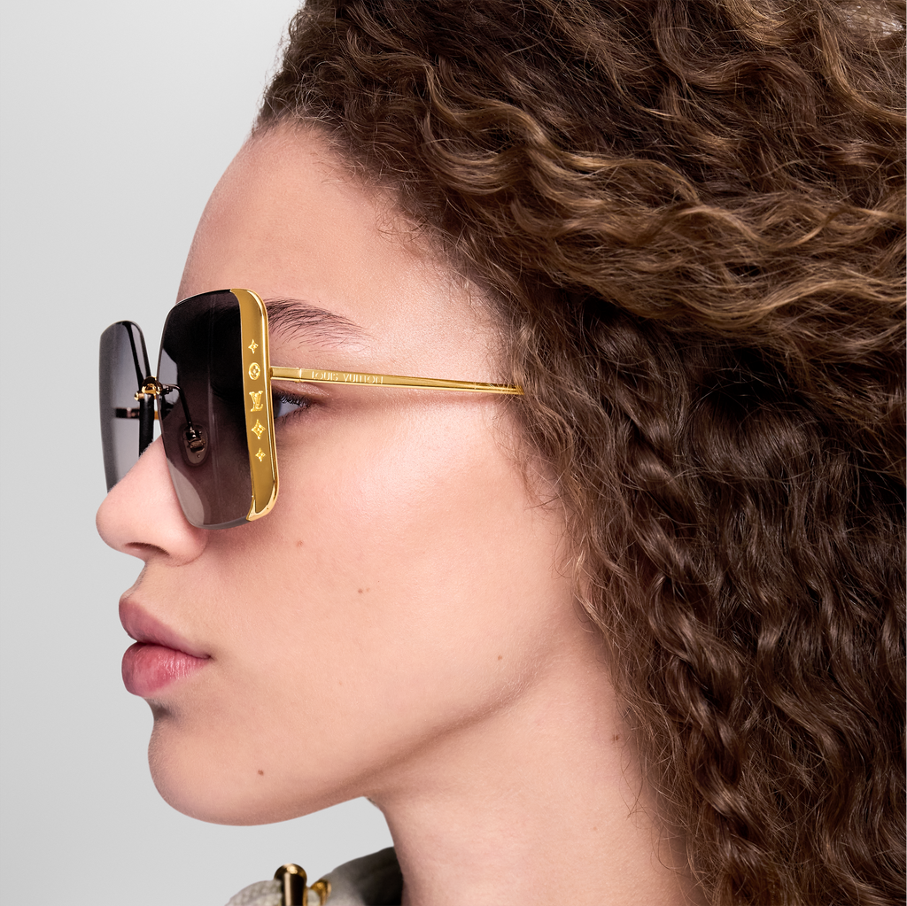 Louis Vuitton Women Square Frame Satin Gold Sunglasses