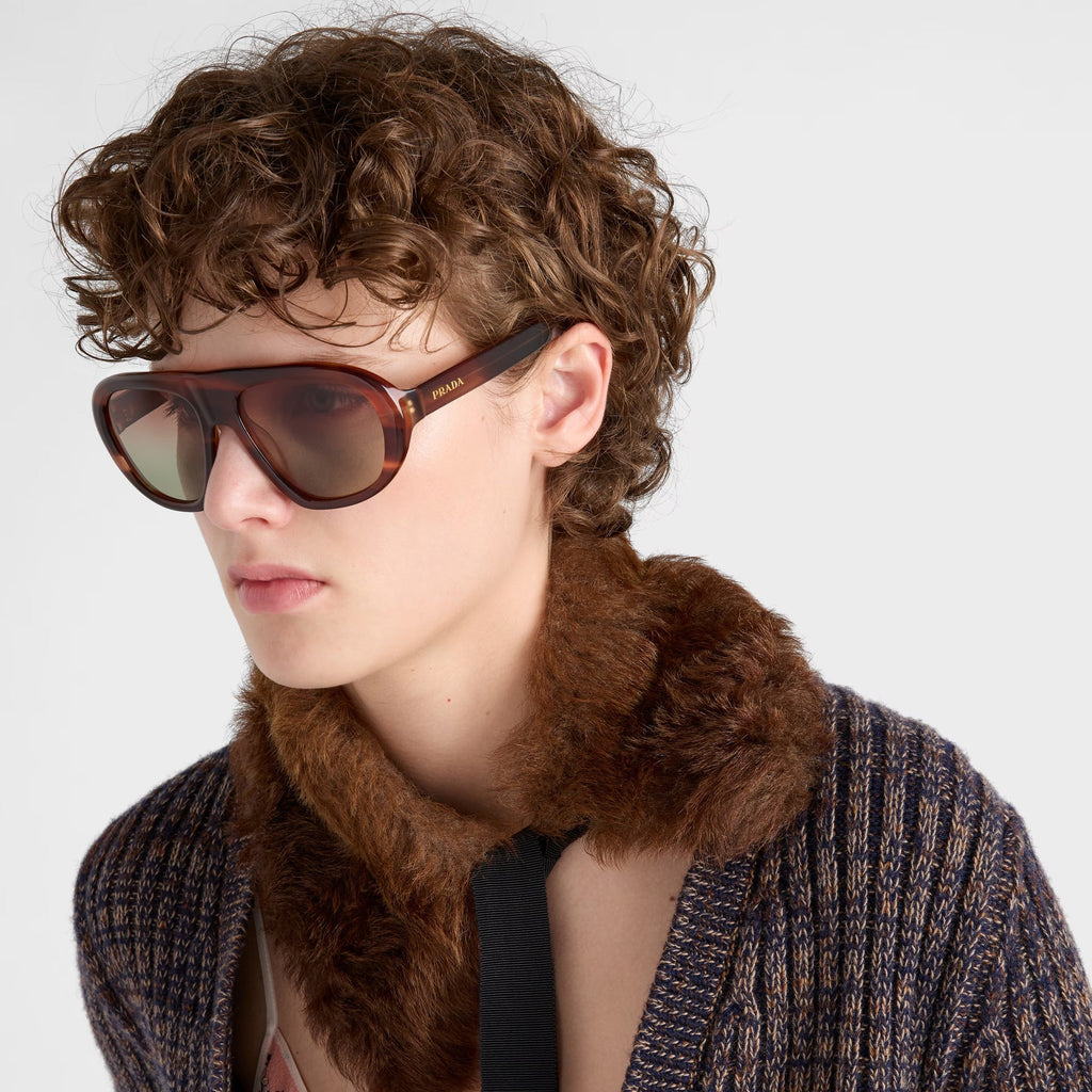 Prada Women Oversized Frame Oak Brown Sunglasses