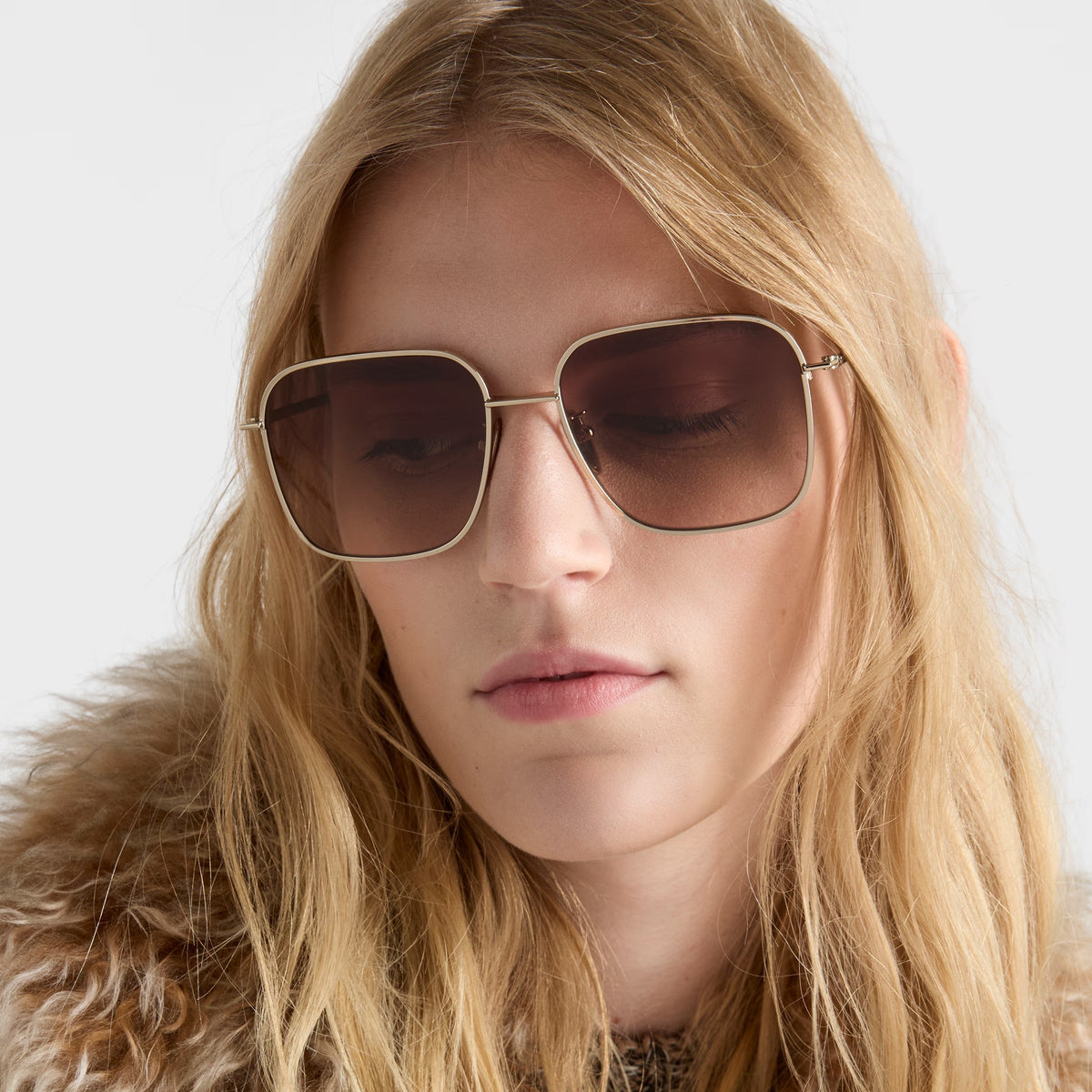 Prada Women Aviator Frame Gold Sunglasses