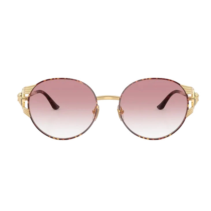 Versace Women Round Frame Shiny Gold Sunglasses