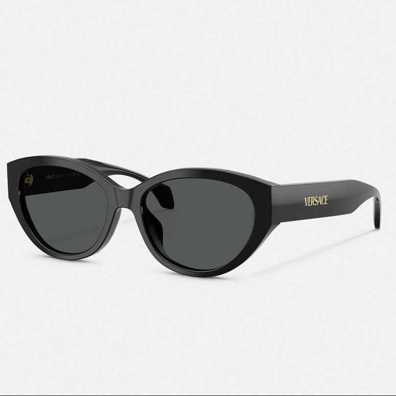 Versace Women Oval Frame Carbon Black Sunglasses