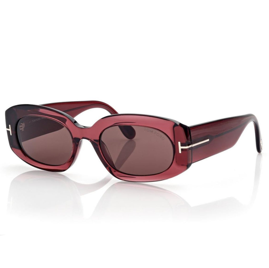 Tom Ford Women Rectangle Frame Shiny Bordeaux Sunglasses