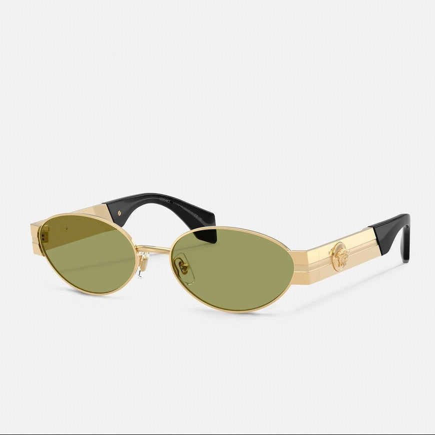 Versace Women Oval Frame Gold Sunglasses