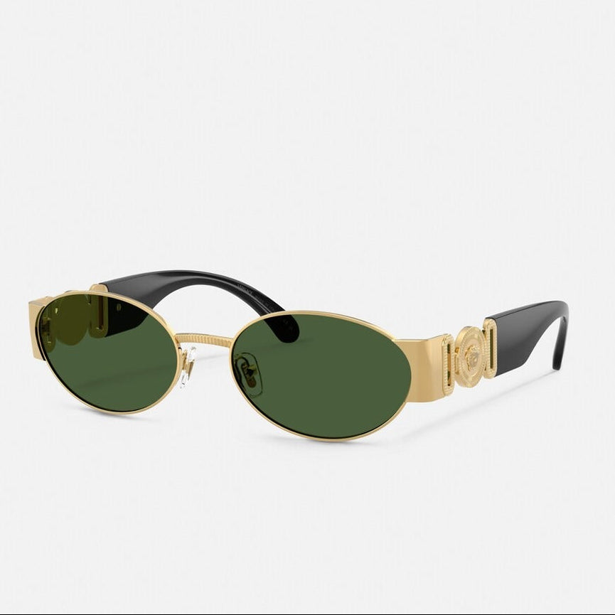 Versace Women Oval Frame Light Gold Sunglasses