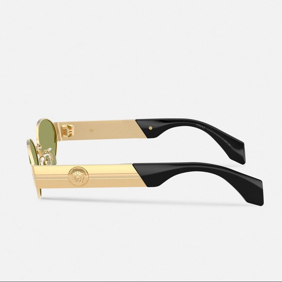 Versace Women Oval Frame Gold Sunglasses