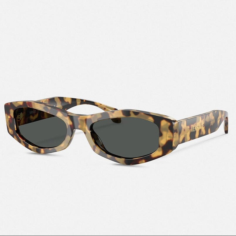 Versace Women Geometric Frame Light Havana Sunglasses