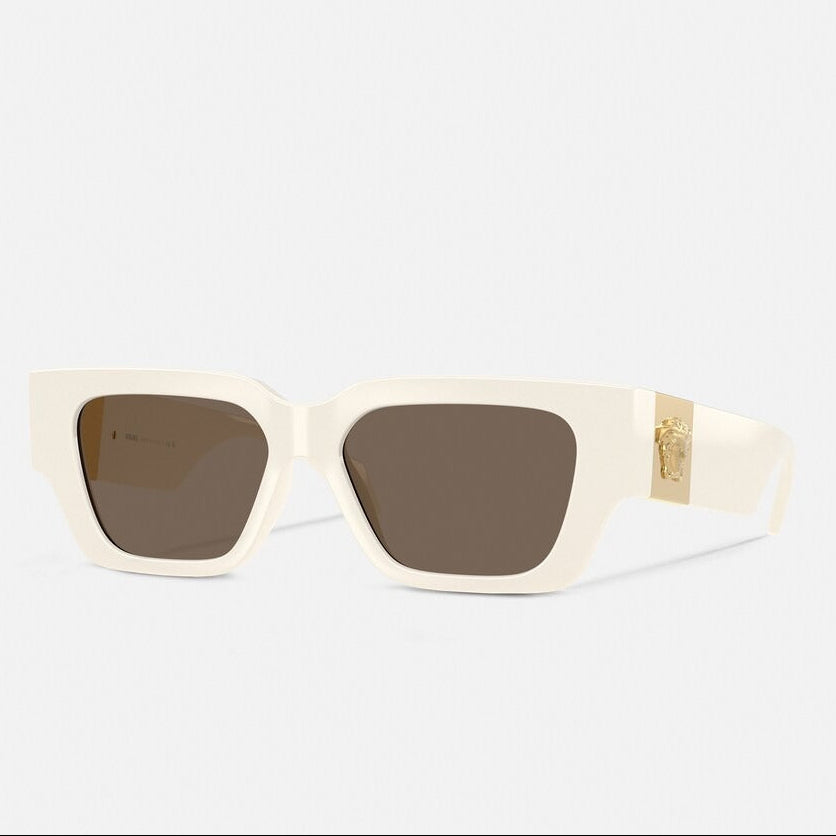 Versace Women Round Frame Off White Sunglasses