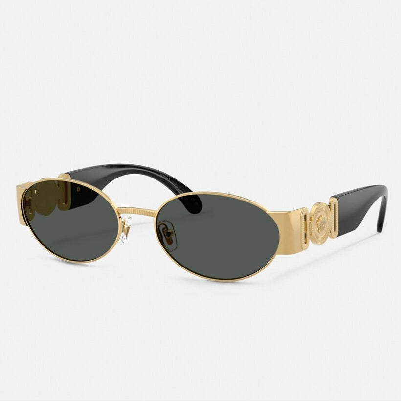 Versace Women Oval Frame Polished Gold Sunglasses
