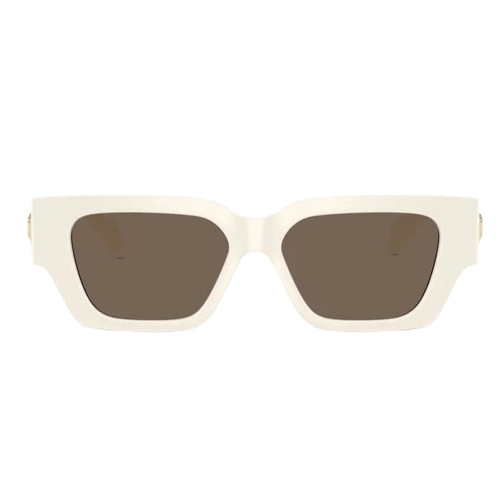 Versace Women Round Frame Off White Sunglasses