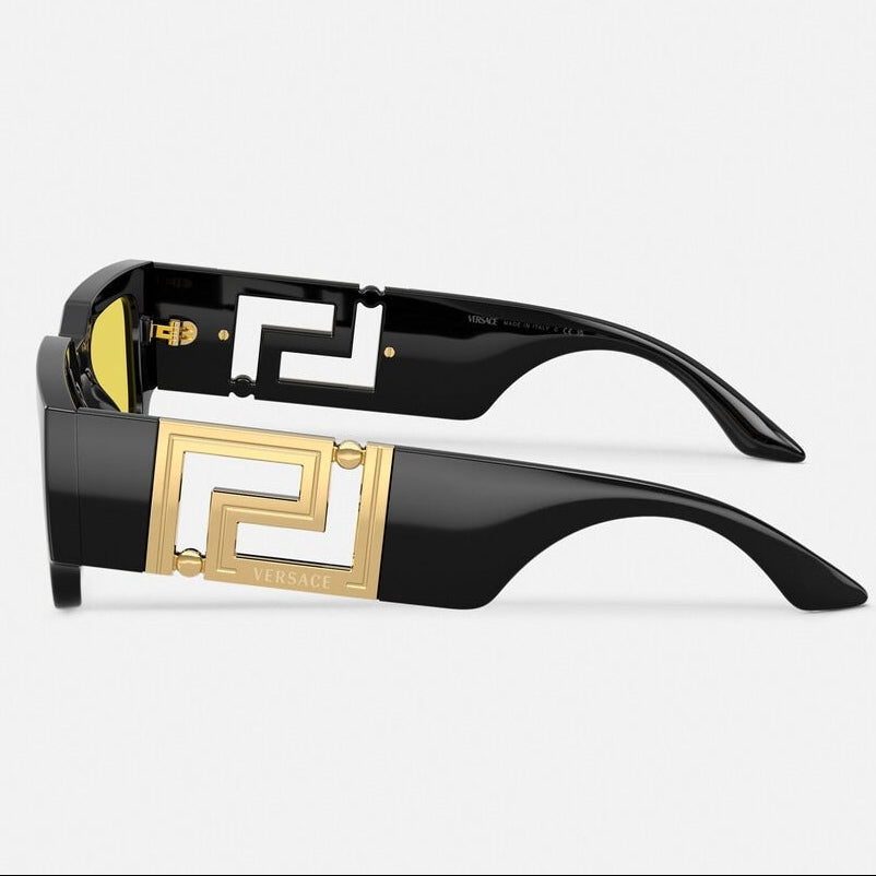 Versace Women Geometric Frame Shiny Black Sunglasses