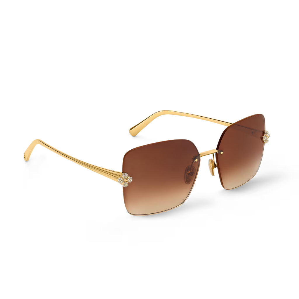 Louis Vuitton Women Square Frame Shiny Gold Sunglasses