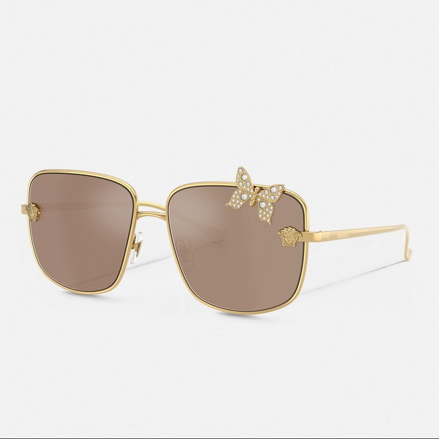 Versace Women Butterfly Frame Gold Sunglasses