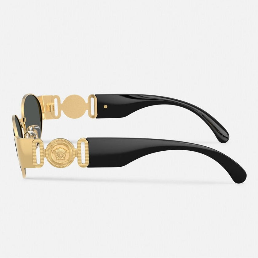 Versace Women Oval Frame Polished Gold Sunglasses