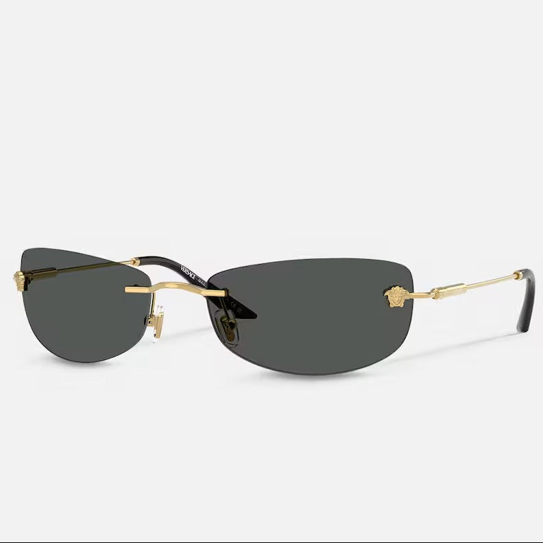 Versace Women Oval Frame Soft Gold Sunglasses