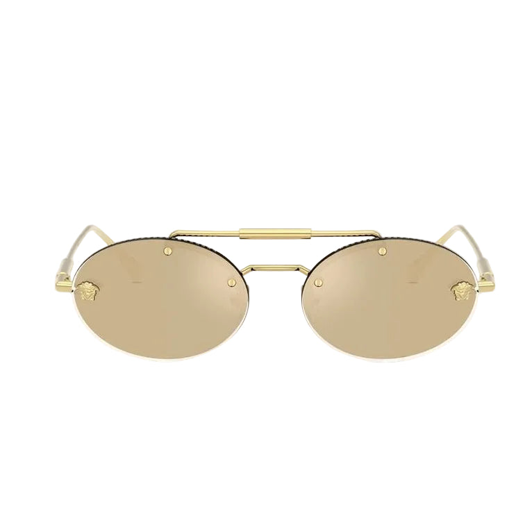 Versace Women Oval Frame Metallic Gold Sunglasses