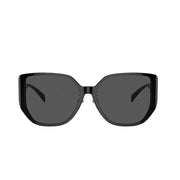 Versace Women Round Frame Shiny Black Sunglasses