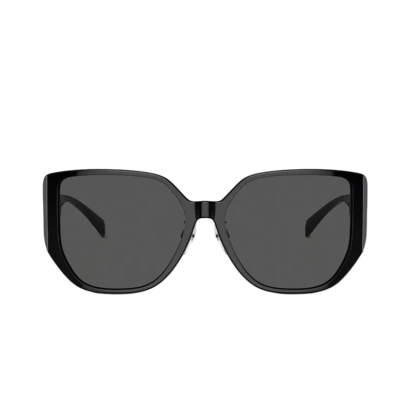 Versace Women Round Frame Shiny Black Sunglasses