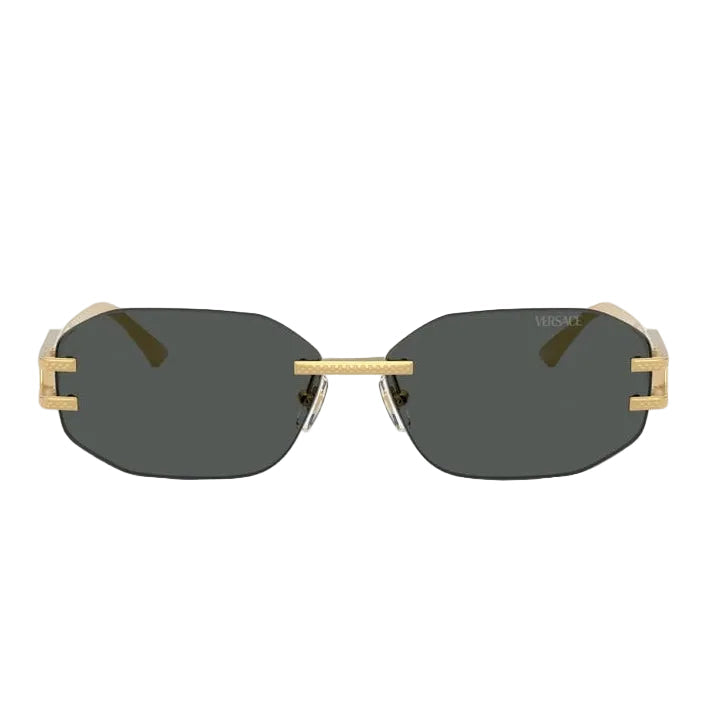 Versace Women Rimless Frame Metallic Gold Sunglasses