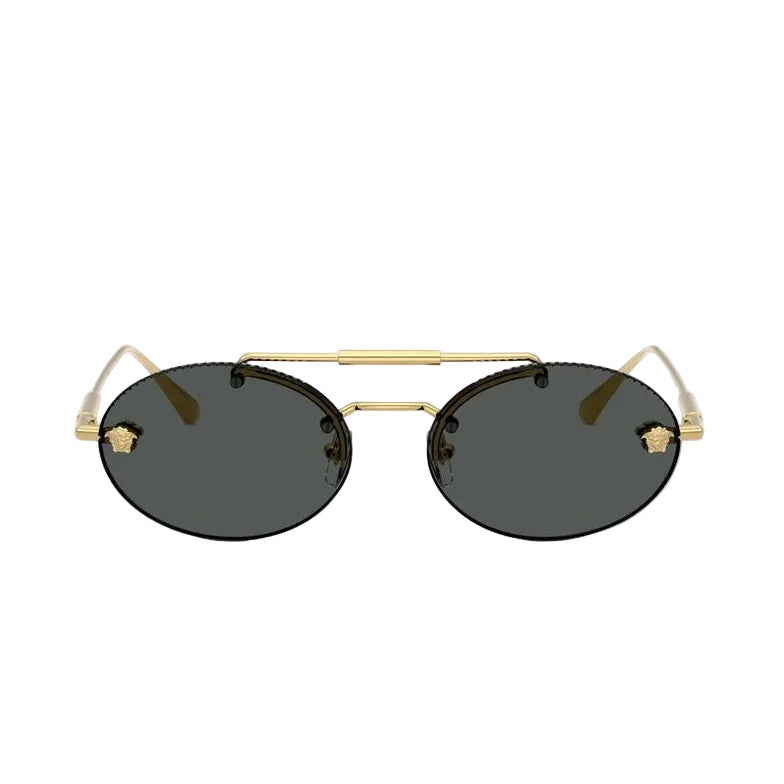 Versace Women Oval Frame Warm Gold Sunglasses