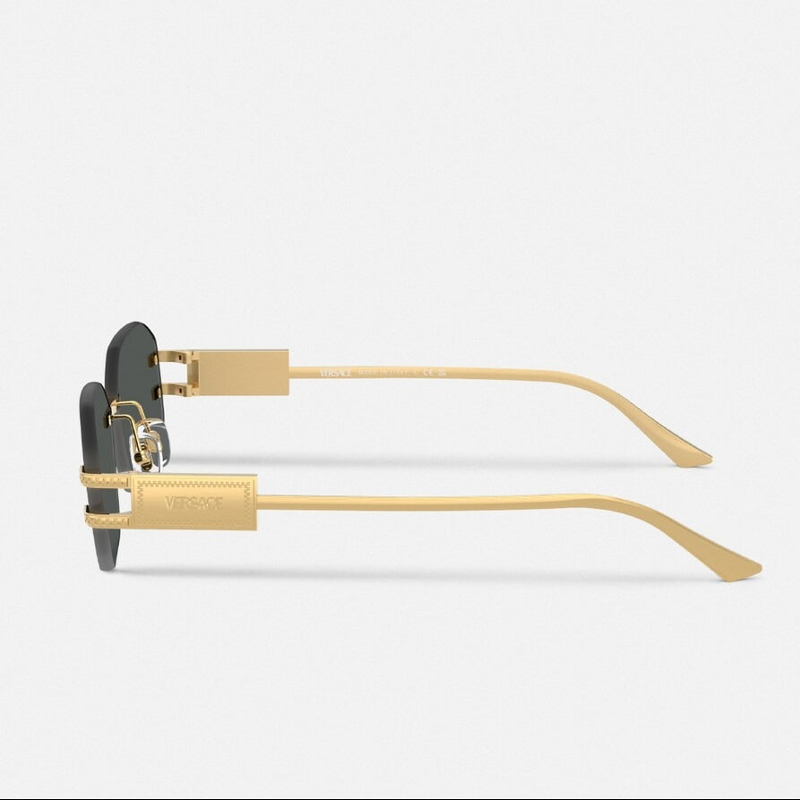 Versace Women Rimless Frame Metallic Gold Sunglasses