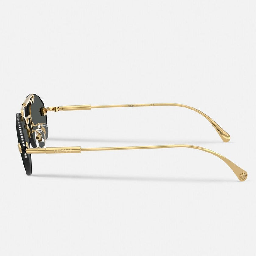 Versace Women Oval Frame Warm Gold Sunglasses