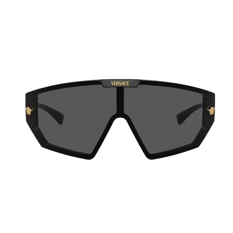 Versace Women Mask Frame Shiny Black Sunglasses